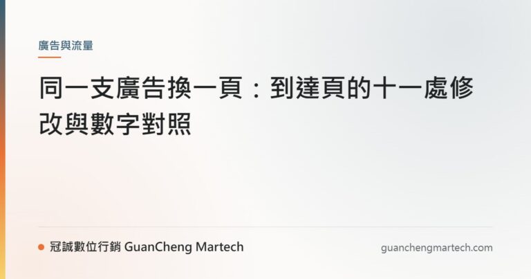 同一支廣告換一頁：到達頁的十一處修改與數字對照