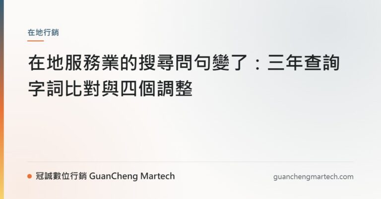 在地服務業的搜尋問句變了：三年查詢字詞比對與四個調整