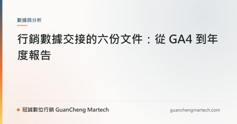 行銷數據交接的六份文件：從 GA4 到年度報告