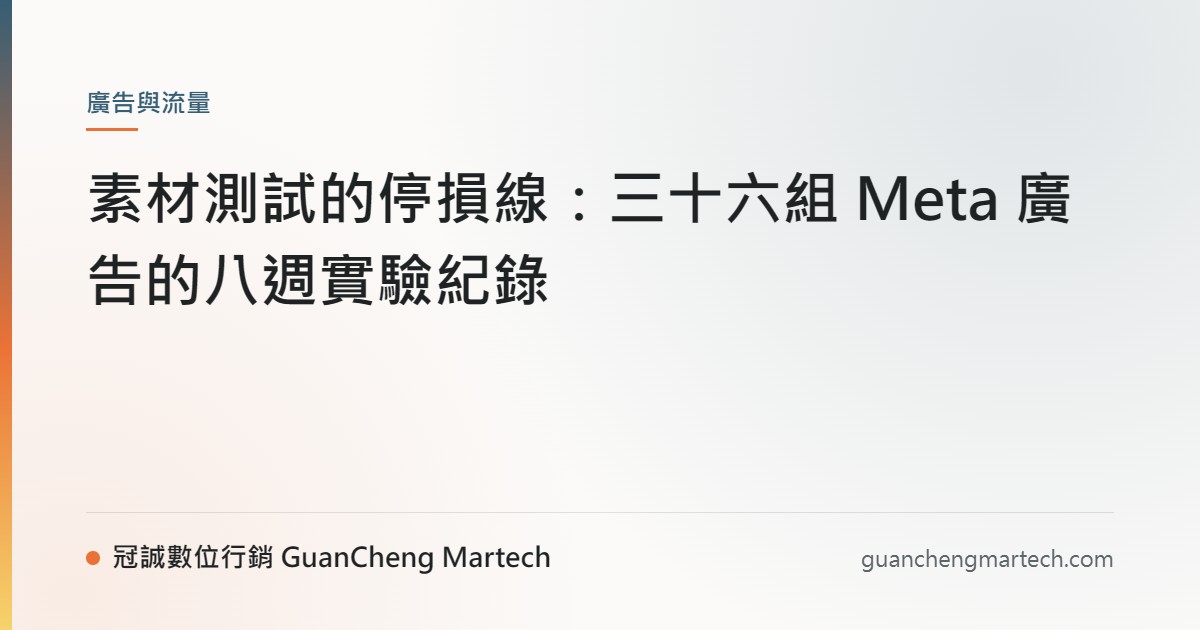 素材測試的停損線：三十六組 Meta 廣告的八週實驗紀錄