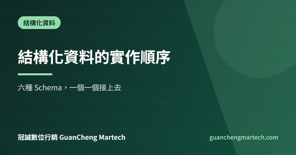 結構化資料 Schema 實作順序教學封面圖，冠誠數位行銷製作